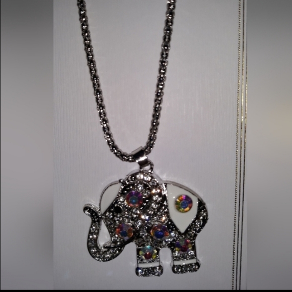 Elephant Necklace BlueTeal Silver CZ fashion post earring Fashion Kids Womens… - Picture 6 of 15